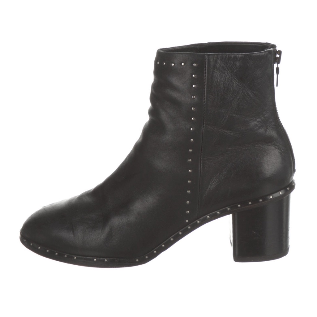 Rag & Bone Willow Black Leather Studded Ankle Chelsea Boots